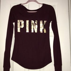 Maroon long sleeve PINK shirt